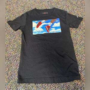 Nike Black Short-Sleeve Tee with Red Sneaker Graphic. Kids size M